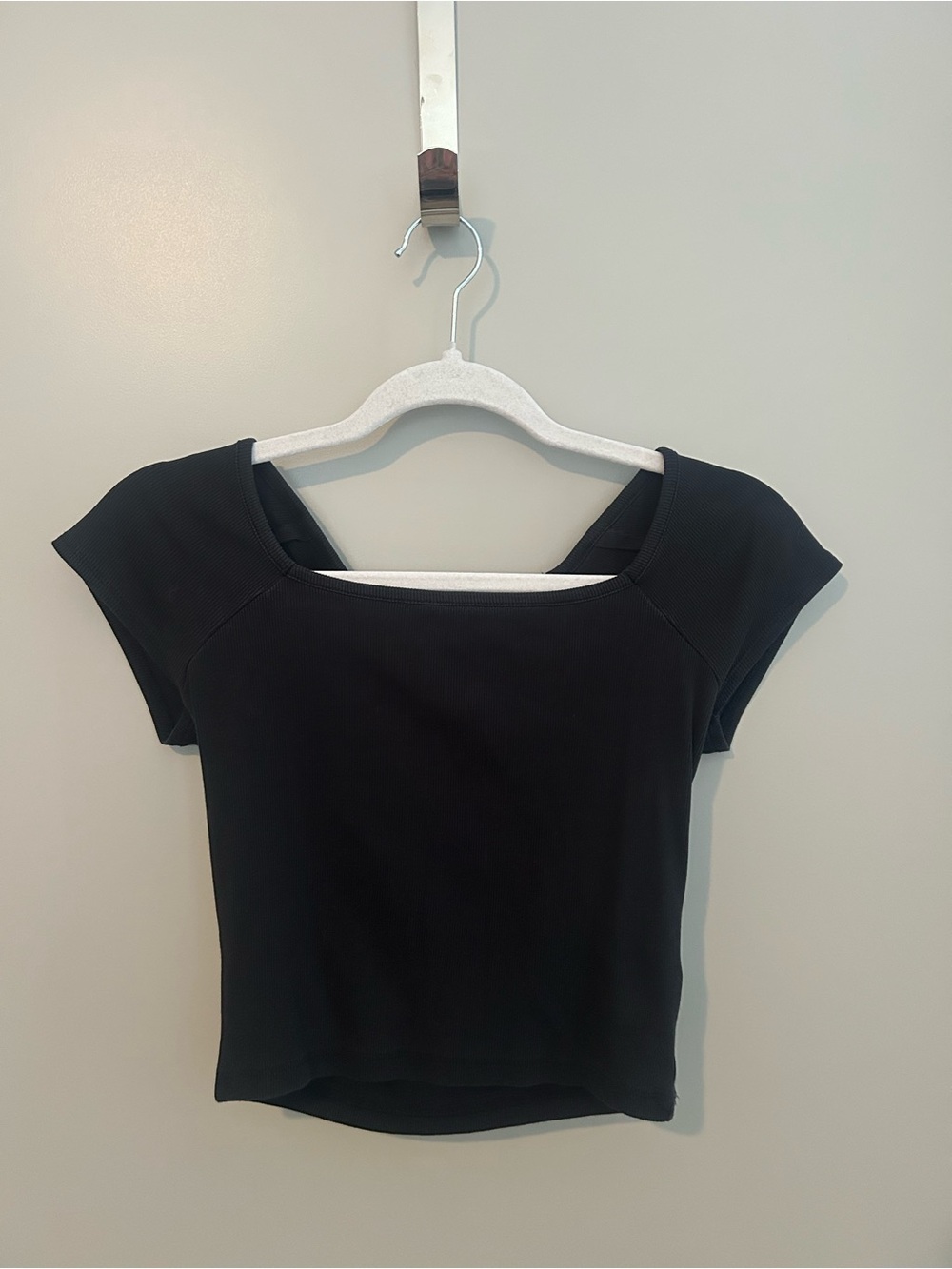 Madewell Black Square Neck Short Sleeve Top